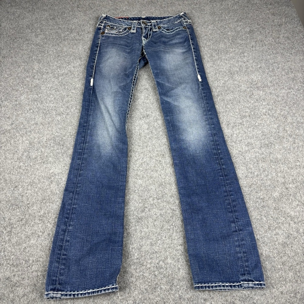True Religion "BILLY SUPER T" Jeans Women's 28 Y2K T Stitch Iconic 27x34 USA EUC